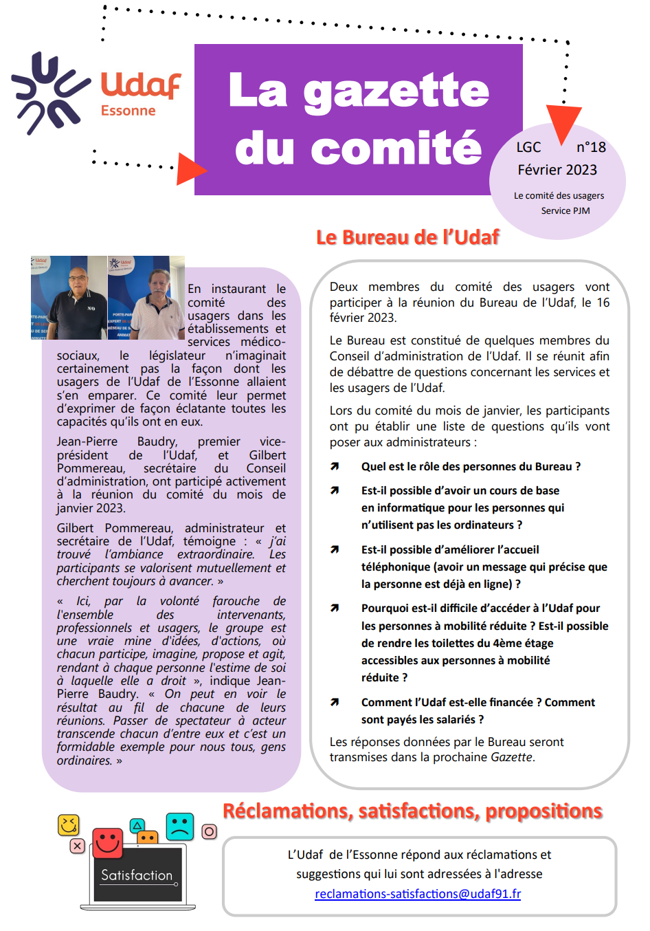 Gazette du Comité des usagers PJM Février 2023