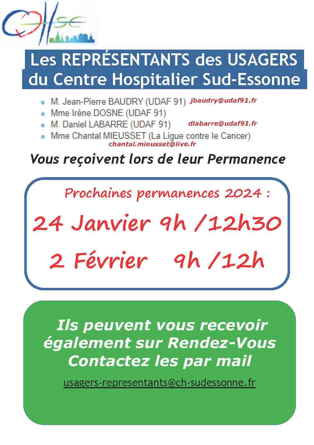 Permanence le 24 janvier et le 2 février