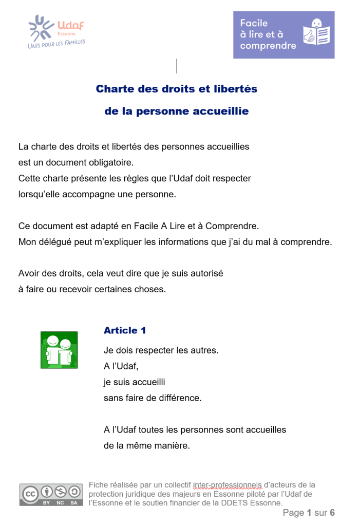 Visuel de la charte de la personne accueillie