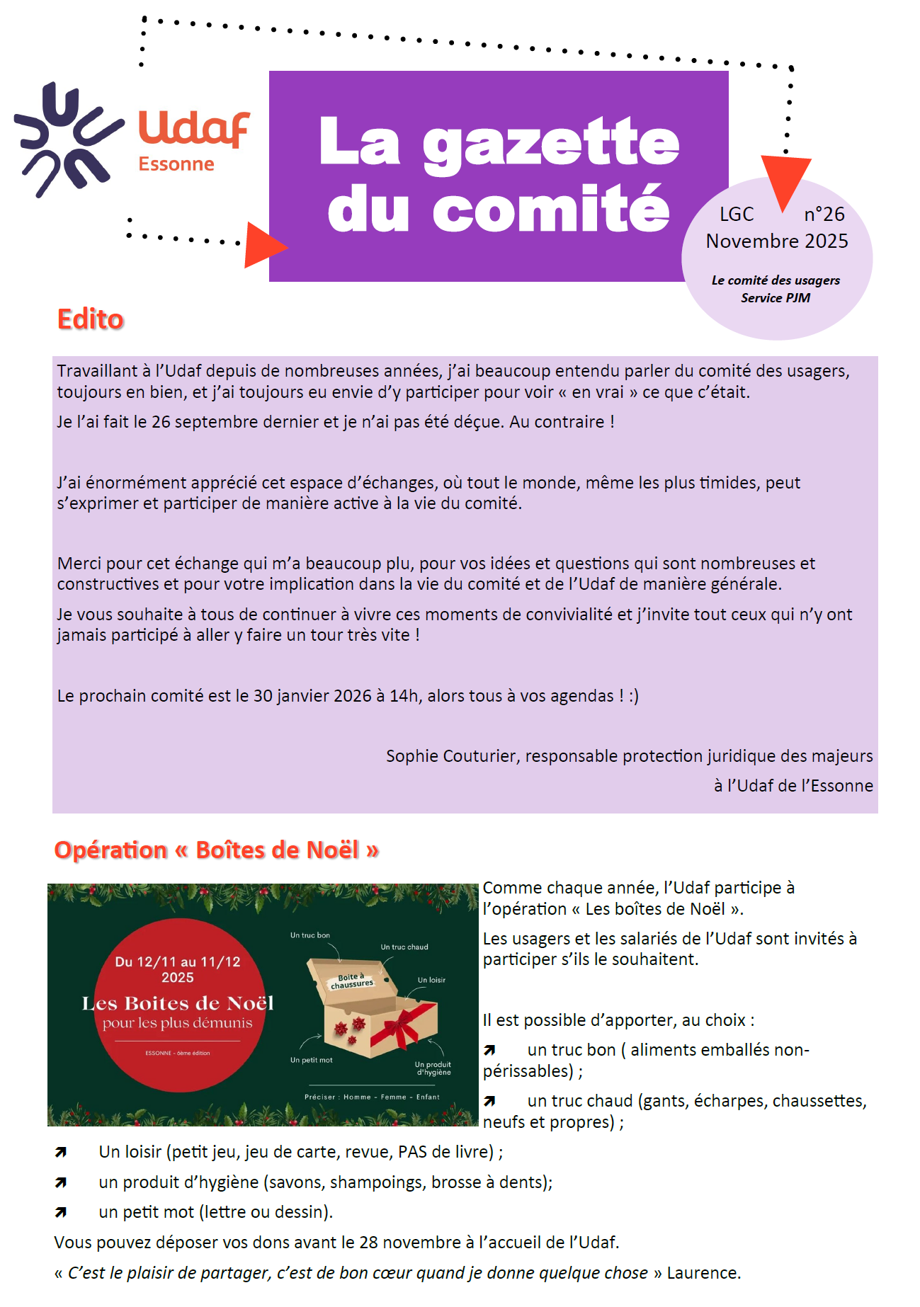 Gazette du comité PJM de novembre 2025
