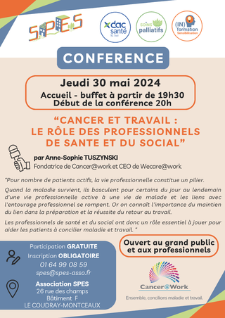 Affiche de la conférence qui détaille les horaires et le lieu.