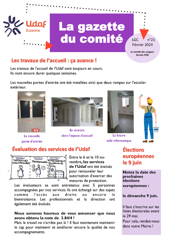 Première page de la Gazette du comité de mars 2024